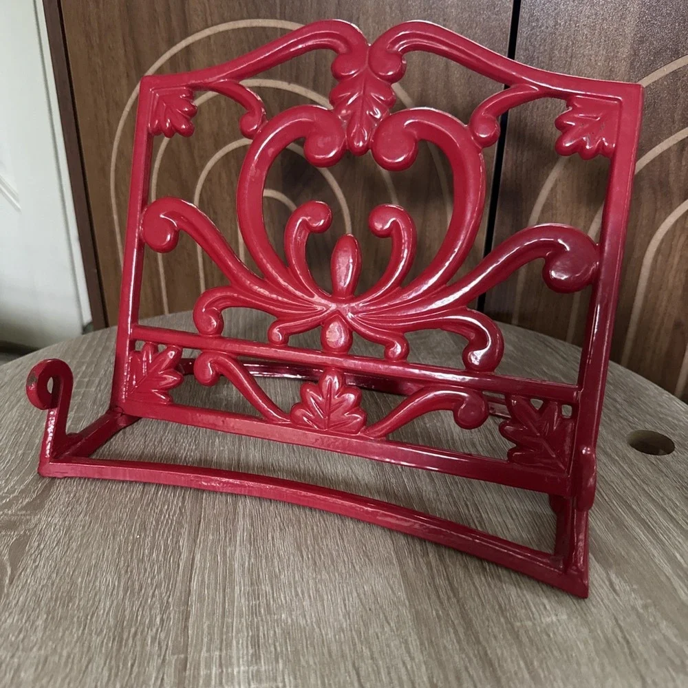 Red Enamel Cast Iron Cookbook Holder 11